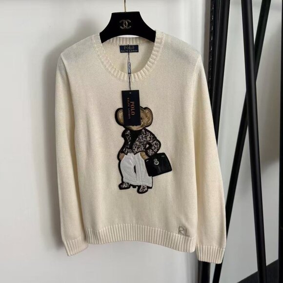 Polo Ralph Lauren Sweaters - Polo Ralph Lauren Leopard bear pattern apricot sweatere